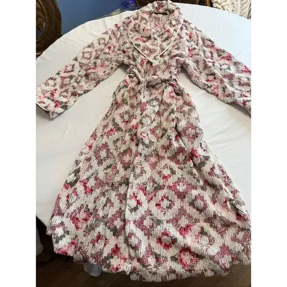 Stan Herman For Herbcraft Vintage Chenille Floral Robe Size Large - Picture 4 of 12